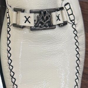 Mezlan White Leather Slip-On Loafer with Metal Bit